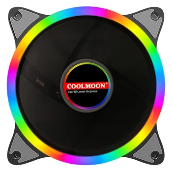 COOLMOon 12cm Case Fan Silent Solar Eclipse Kahepoolne Helendav LED Lauaarvuti Fänn