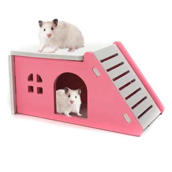 17x9x8.5cm Cartoon Hamster Mänguasi Pesa Väikeste Loomade Puidust Maja Voodi Puuri Pesa Pet Siil Lossi Mänguasi Lemmiklooma Maja