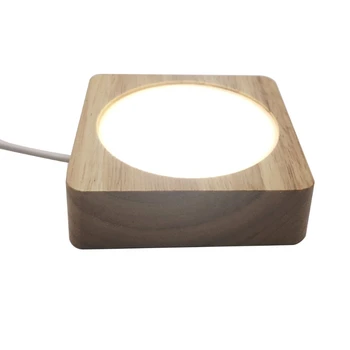 1 Pc 3D LED Night Light Magamistuba Teenetemärgi Väike Tabel Lamp USB 3D Kristallid, Klaas Vaik Kunsti, Ehteid, Puidust põhjaga Seista