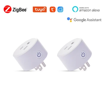 15A Tuya ZigBee Smart Elektri Pistikupesad 110-250V Traadita MEILE Ühendage Taimer Smart Home kontrolli kooskõlas Alexa Google Kodu