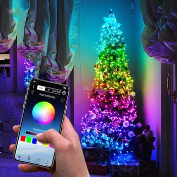 LED String Tuled USB-Bluetooth-Light String Mobiiltelefoni APP vasktraat Lamp Kaugjuhtimispuldi jõulupidu Dekoratsioon Kerge