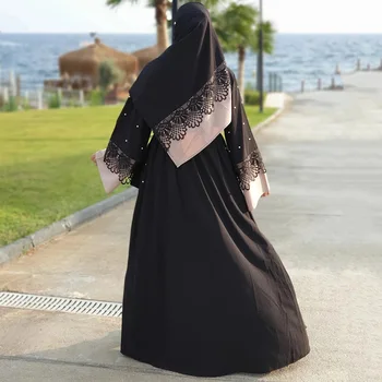 Uus prantsuse mood naiste pits õmblemine pärlitest vöö Moslemi naiste hommikumantel Ramadan mošee kimono Islami kauhtana casual kleit rüü