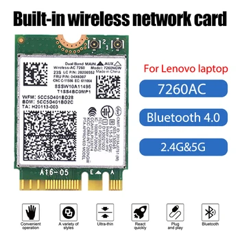 7260AC Traadita Bluetooth 4.0 Võrgu Kaart Dual Band 2.4 G+5G 300Mbps/867Mbps NGFF M. 2 Võrgu Kaart Lenovo T440 X240 Y40 Y70