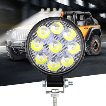 Hot müük 27W 9V-30V LED-töövalgustus FloodlightRound LED Offroad Valguse Lamp Worklight Off road Mootorratas Sõiduauto Veoauto
