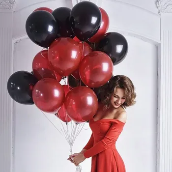 18inch Punane foolium südame õhupalli 10inch punane must lateks õhupalli pulmad Valentine sünnipäev teenetemärgid