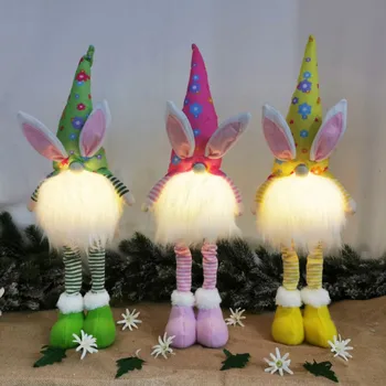 Lihavõtted LED Valgus Armas Näota Nukk Gnome Bunny Dekoratsioon Käsitöö Küülik Elf Palus Mänguasjad Kujukeste Puhkus Pool Decor uus Uus