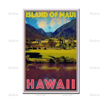 Retro Vintage Stiilis Reisi Plakat Saarel Maui Hawaii õlimaal Plakatid ja Print Lõuend Seina Art Modulaarne Pilte Decor