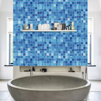 Köök Õli Tõend Tapeet Sinine Ruut isekleepuvad Vannituba Vannituba Kleebised Kodu Kaunistamiseks Tarvikud Wall Decor