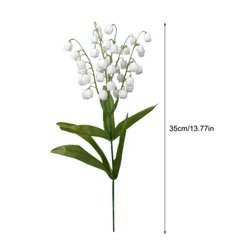Ühe 5 Kahvel Kunstlik Lily Of The Valley Võltsitud Lilled 35 Cm Kvaliteedi Reaalne Touch Aed Väljas 5 Kahvlid Pool 35cm Vale Taimed