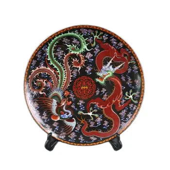 Hiina Vana Portselan Roosa Dragon Phoenix Muster Tunnustust Plaat