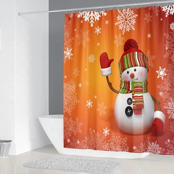 Mitmevärviline Naljakas Snowman Vannituba Kardin Sätestatud Häid Jõule Dušš Kardin Anti-skid Vann Vaibad Vaip Wc-Matt Kate