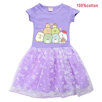 Baby Girl Dress Uued Laste Riided 2021 Suvel Lapsed, Peace Vastne T-Särk, Mille Võrgusilma Plisseeritud Kleit Lühikeste Varrukatega Printsess Riided