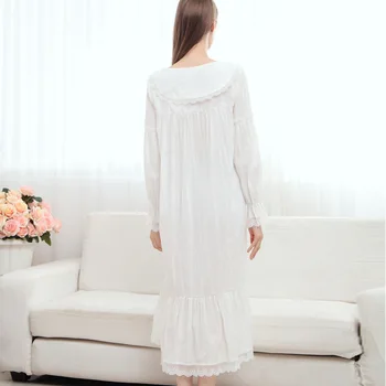 Kevadel ja Sügisel Euroopa ja Ameerika kohus pikkade varrukatega Printsess nightdress naiste retro puuvill lahti kodus riideid nightgowns
