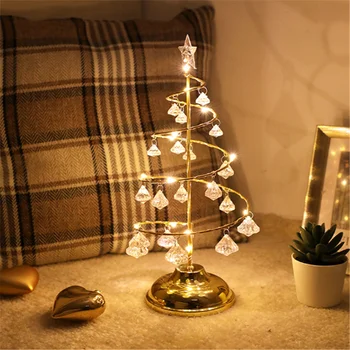 LED Crystal Jõulupuu Öö Valguses Koduse Töölaua Kaunistus Tabel Lamp jõuluehe Navidad Uus Aasta Jõulud Kingitus