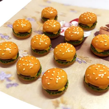 Kawaii 3D Toit Hamburger Kuju Vaik Cabochons Ring, Ristkülik, Leib Imitatsioon Ehted Ornament Aksessuaar Cameo Helmed 10tk 18mm
