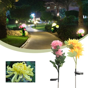 1tk Terrass, Solar Powered Garden Kaalul Väljas Õue Led Chrysanthemum Koduses Maastik Muru Kerge Plug-In Dekoratiivsed 3 Pead