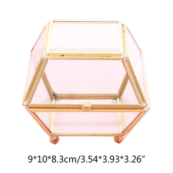 Neli Coner Läbipaistev Kuld Klaasi Ring Box Abielusõrmus Kasti Geomeetriline Läbipaistvast Klaasist Ehted Kasti Korraldaja TabletopHolder