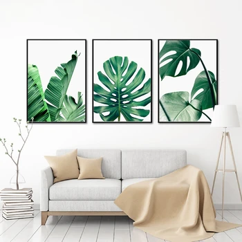 Põhjamaade Roheliste Taimede Lõuendile Maali Seinale Pildid , Tropical Palm Banaan Kilpkonn Leaf Lõuend Trükib Ja Plakat Seina Art Home Decor