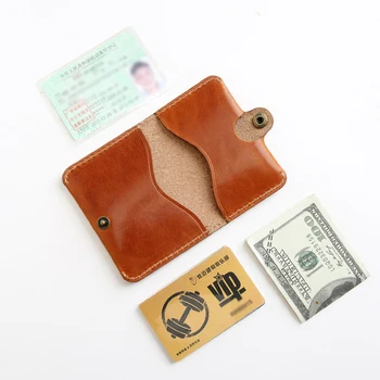 Käsitöö Cowhide Krediitkaardi Omanik Meeste Vintage Kaart Rahakoti Lühikese Väike Krediidi ID-Kaardi Omanike Rahakott Mini Rahakott Juhul