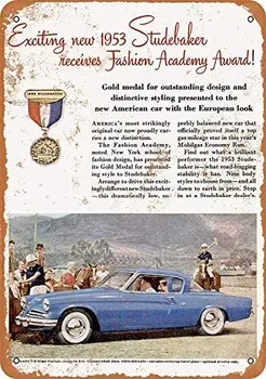 QDTrade Metallist Märk, 12 x 8inch 1953 Studebaker Ülem Vintage Vaadata Kodus Deco Märk