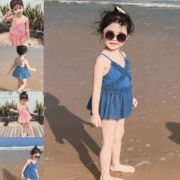 Lapsed, Beebi, Mudilane Tüdrukud Suspender Seelik Armas Väike Printsess Päikesekaitsetoodete Kiire-kuivatamine Ujumistrikoo Ins Marli Seelik Ujumistrikoo