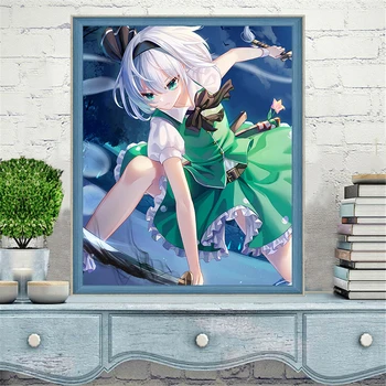 Anime Multikas Tüdruk 5D DIY Diamond Maali Täis Ruut, Ring Diamond Mosaiik ristpistes Komplektid Rhinestone Pilt Kodu Kaunistamiseks