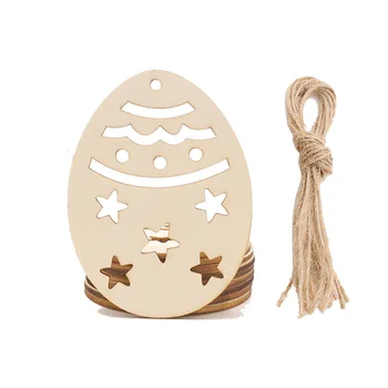 10tk Happy Easter Egg Puidust Ornament Rippuvad Kaunistustest Käsitöö Kanepi Köis Happy Easter Party Tarvikud Kodu Decor