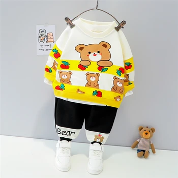 2021 Kevadel Beebi Tüdrukud Poiste Riided Komplektid Lastele Cartoon Bear Pikk Varrukas T-särk, Püksid Väikelapse Imiku Lapsed Lapsed Kostüüm