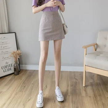 Korean Plaid Skirt Women 2021 Spring Summer Sweet Kawaii Student Chic Short Sexy Mini Skirts Female Clothes Jupe Femme Y42