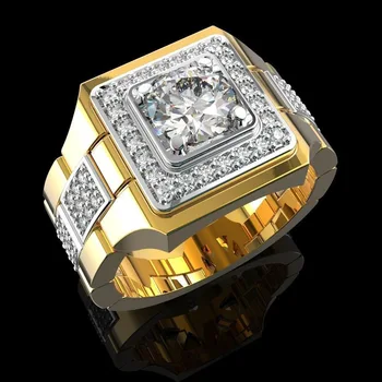 Kallite Mood Mosang Diamond Watch Meeste Sõrmus Euroopa Ja Ameerika kullatud Kaks Värvi Atmosfääri kihlasormus