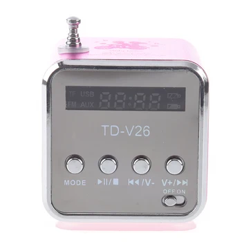 TD-V26 Kaasaskantav Mini Digitaalne Kõlar koos Micro SD / TF / USB /FM (Roosa)