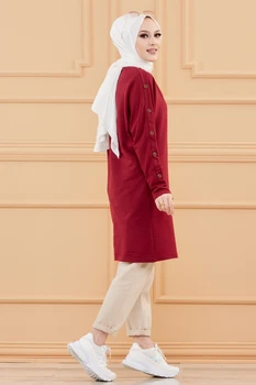 Abaya Hijab Moslemi Tuunika Suvi Sügis 2021 Naine Uus Moodne Tumepunane Maxi Kleit Pika Varruka Trend Türgi Dubai Müslüman Tesettür Uzun Elbise