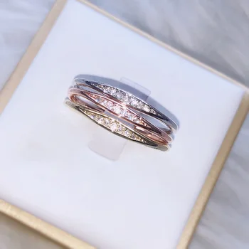 2019 Uus Naiste abielusõrmus Mini Tsirkoon Kuupmeetri Roosa Kuld Engagement CZ Aastapäeva 925 Sterling Silver