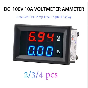 2/3/4tk Digitaalne Voltmeeter Ammeter Amp Volt Meetri SM 100V 10A Koos Dual LED Punane Sinine Kodus Kasutada Tööriista, Hot Müük