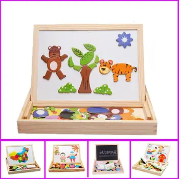 Lastele Puidust Mänguasju Magnet Puzzle joonestuslaud Puzzle Mänguasjad, Lapsed, 3D Puzzle joonestuslaud Laste Õppe Haridus