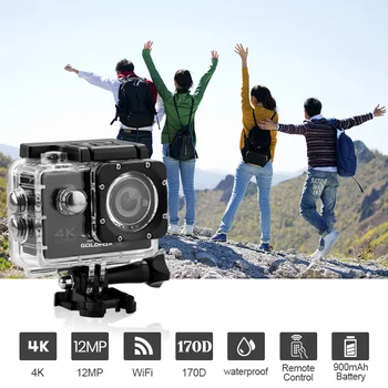 4K Action Kaamera, WiFi, 12 MP 2 Tolline 30M Minna Veekindel Pro 170D Jalgratta Kiiver Video Salvestamine Kaamera Sport Nukk