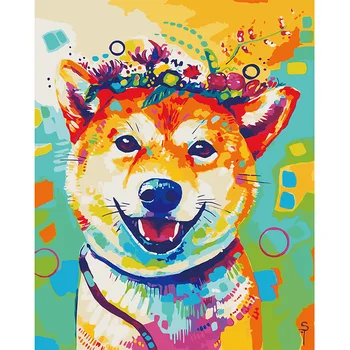 Digitaalne maali koer teenetemärgi lõuend kunsti DIY värvimine digitaalse käsi maali seina kodu kaunistamiseks