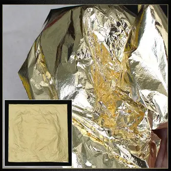 100tk Kunst Käsitöö Disain Paber Kullakiht Imitatsioon Gold Foil Käsitöö Kiip Decor Paberid DIY Lehed Lehed 9cmx9cm Jätab G6M6