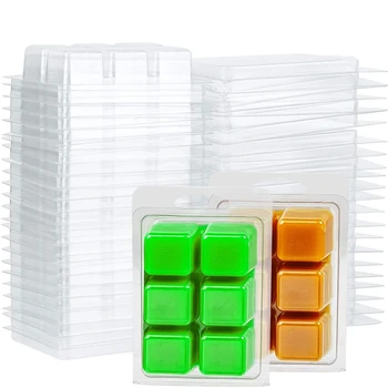 100 Pakki Vaha Sulama Clamshells Hallitusseened Square, 6 Süvend läbipaistvast Plastikust Cube Plaadi jaoks Küünla Tegemise & Seep