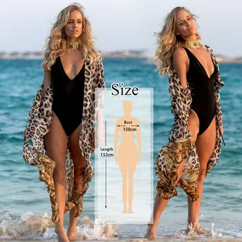 2021 Bikiinid Cover-ups Bohemian Trükitud Pikk Kimono Jakk Pluss Suurus Sifonki Tuunika Naiste Rannas Kanda Ujuda Masti varjata