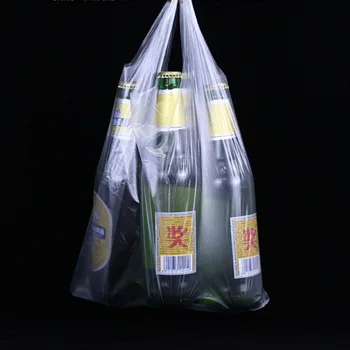Populaarne Kasulik Plastikust ostukott 100tk Läbipaistev ostukott Supermarket Kilekotid Käepide Toiduainete Pakendid