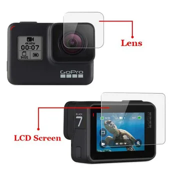 1 Komplekt GoPro Hero 5 Hero5 Must / Seansi Selge Ultra Slim Kaamera Objektiiv + LCD Ekraan 2.5 D Karastatud Klaasist Protector Film