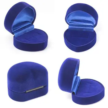Sinine Ring Box Ehted Ekraan mälu Kokkupandav Puhul abielusõrmus ystävänpäivä Kingitus Korraldaja Südame Rõngad hoiukarpi
