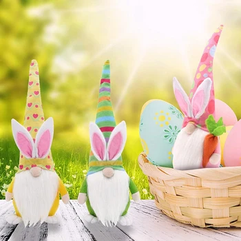 Lihavõtted Teenetemärgi Gnomes Pidulik Kingitused Easter Bunny Dekoratsioon Tabel Teenetemärgi Käsitöö Gnomes Teenetemärgi