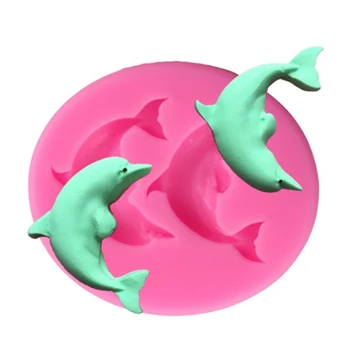 Dolphin Silikoon Hallituse 3D-Fondant Seep Šokolaadi Vormidesse Sugarcraft Kook Teenetemärgi Vahendid, Köök, Küpsetamine, Hallitusseened