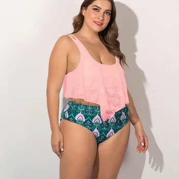 Ujumistrikoo Naistele Bandeau Supelrõivad Push Up Trikoo Sexy Bikini Seatud Suur Rasva Värv Print Kaks Tööd Beachwear Ujuda Tankini