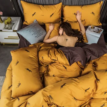 2021 kevadel Põhjamaade voodi, nelja-osaline puuvillane voodi tekk katab nelja-töö 60S pikk-staapelkiud, mis on puuvillane voodipesu