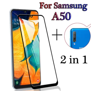 2-in-1 Full Cover Esi Klaas Tagumine Kaamera, Film Samsung Galaxy A50 A505F Screen Protector Galaxy A50 50 kaitsekile