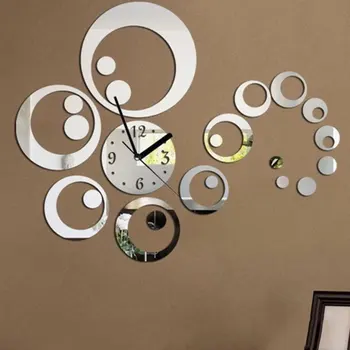 Home decor suur peegel kleebis seinale kella kaasaegne disain 3D DIY seina kella vaadata