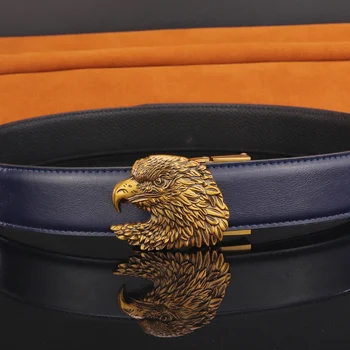 Golden eagle rihmad meestele Automaatne lukk mood luksus brändi disainer ehtne nahk Cowskin Vabaaja Vöörihm Kõrge Kvaliteediga